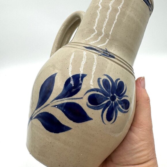 Vintage Williamsburg Pottery BIRD HOUSE Cobalt Blue Salt Glazed Bottle Shape - Picture 2 of 12